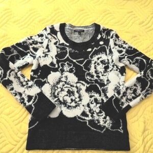 Liverpool Black and White Floral Crewneck Sweater